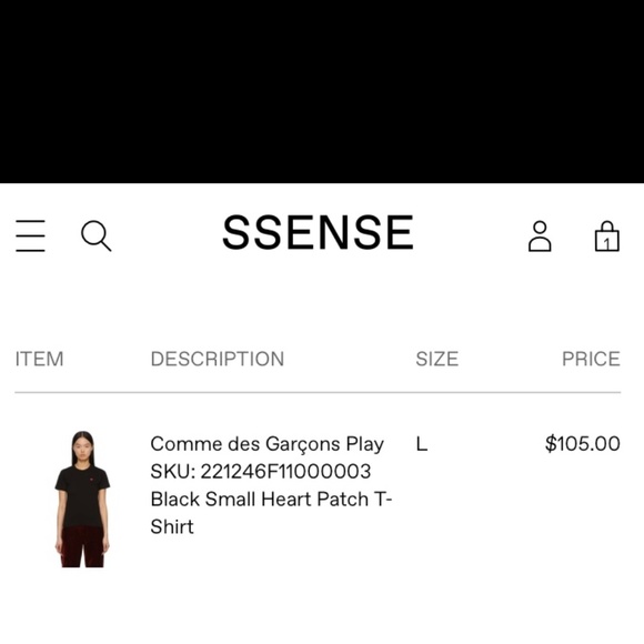 Comme des Garçons Play Black Small Heart Patch T-Shirt - Picture 7 of 7